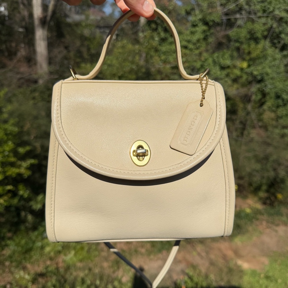 COACH Vintage Regina Top Handle Satchel Turnlock Crossbody Bag 9983 Bone Leather - Picture 15 of 16